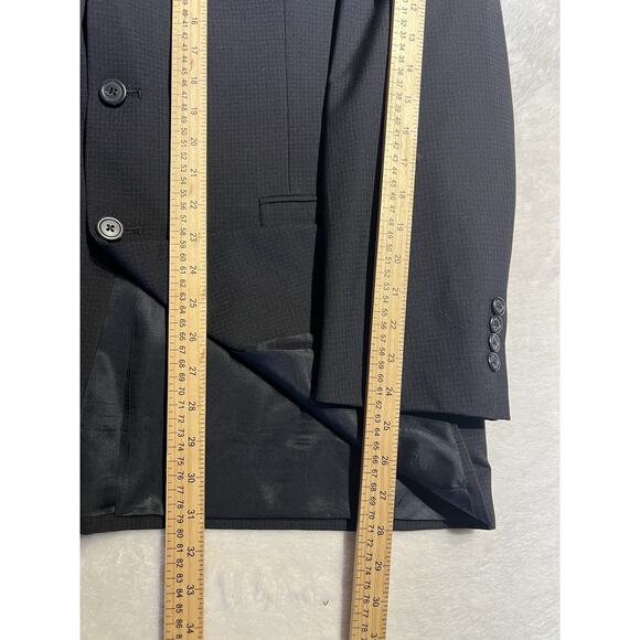 Burberry London Mens 40R 34x29 Gray Micro Check Plaid Designer Suit 3/2 Roll - Picture 12 of 16